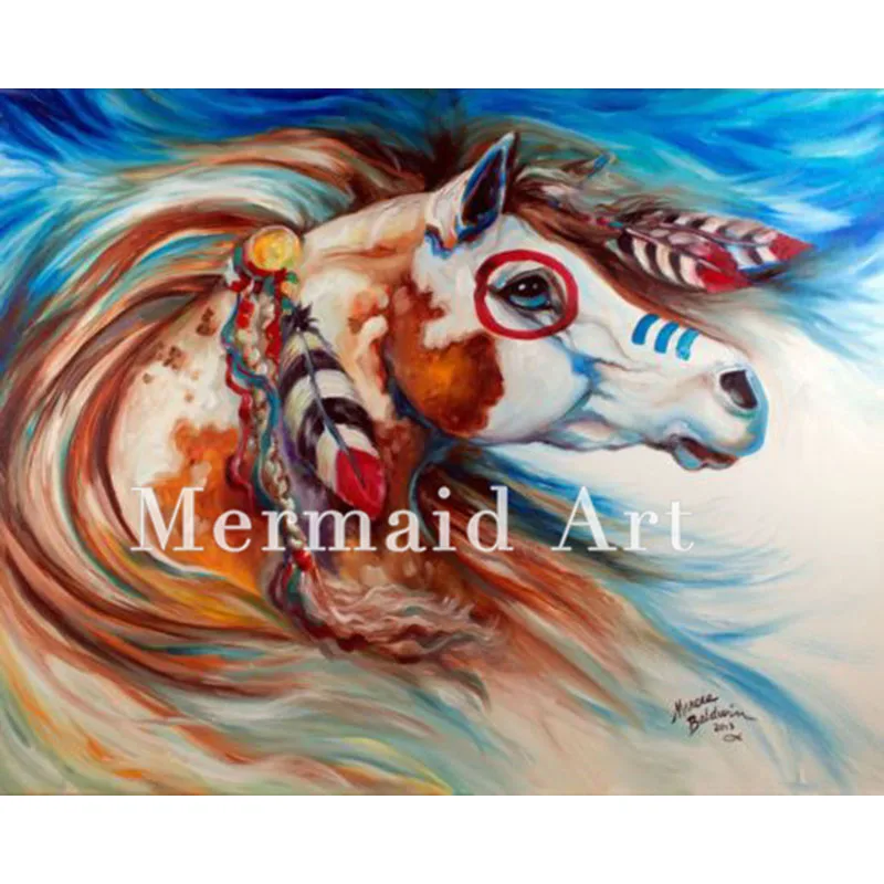 Ручная роспись абстрактный индийский боевой конь картина маслом холст украшение