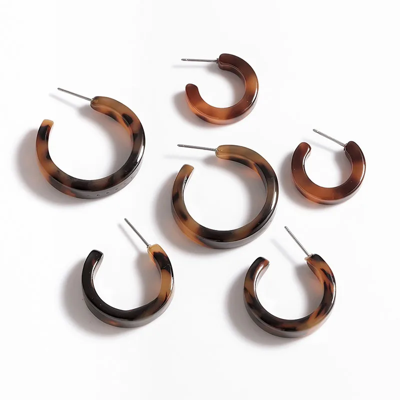 Женские круглые серьги с геометрическим рисунком Tortoiseshell акриловые леопардовые