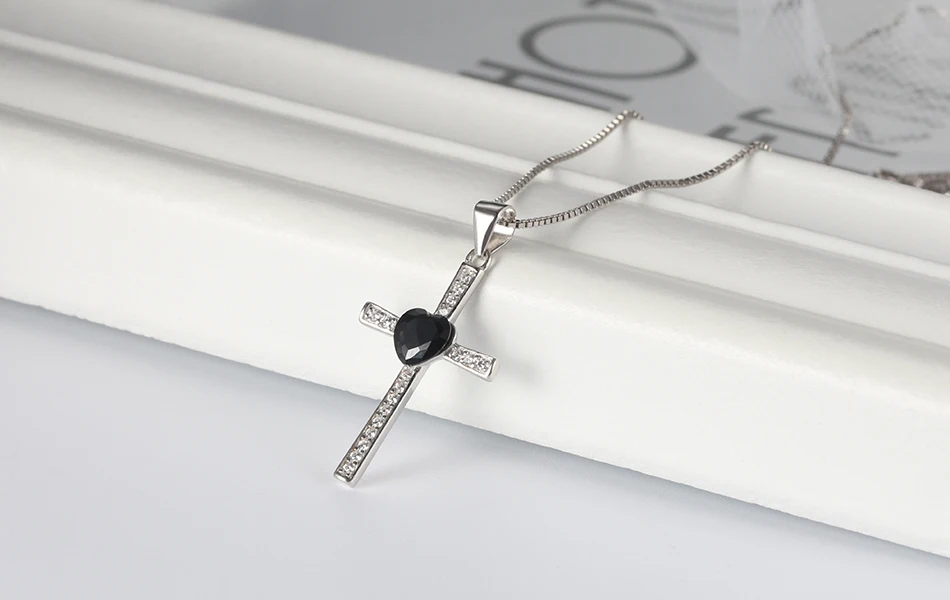 ORSA JEWELS, подлинное 925 пробы Серебряное сердце с подвеской в виде Креста для женщин, ожерелья AAA CZ, Модные женские ювелирные изделия ASN88