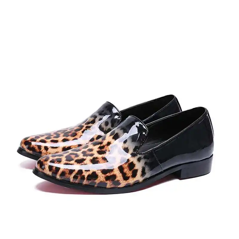 Wild Leopard/мужские модные повседневные лоферы с заплатками обувь на плоской подошве