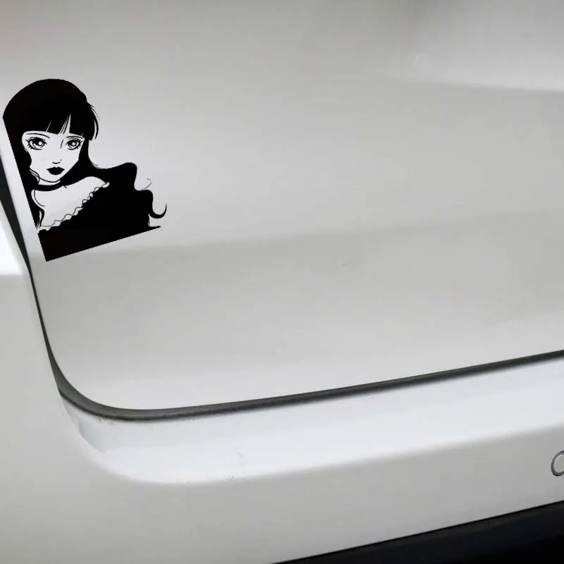 

YJZT 10.2*13.7CM Animate Design Cute Girl Vinyl Zero Defect Decal Fashion Design High Quality Car Sticker Black/Silver C20-0527