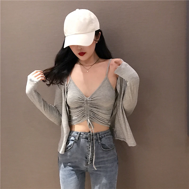 Женский Повседневный комплект из 2 предметов повседневный пикантный кардиган на