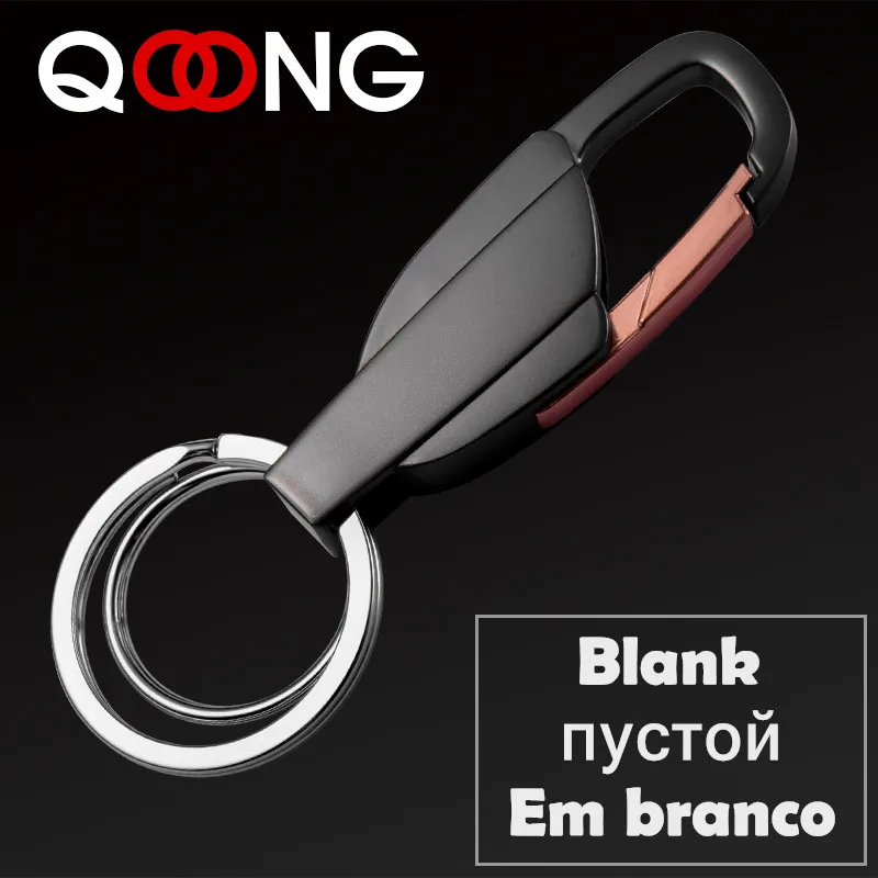Blank-black QOONG, на заказ, с надписью, для мужчин, металлический автомобильный брелок, брелок для ключей, на талию, висящий, брелок для ключей, модные женские Брелки с двумя кольцами, Y10 - Цвет: Blank-black