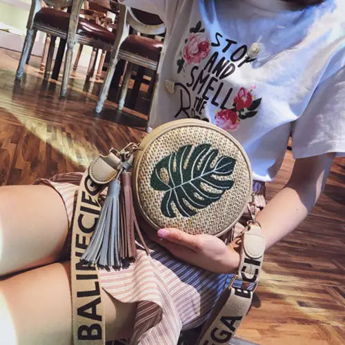 1 шт. плетеная круглая сумка на плечо для женщин и девочек | Дом сад