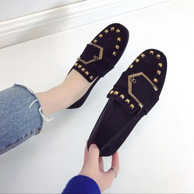 0 Peas shoes female 2018 spring new flat Korean version of the wild retro square lazy Lofo free shipping | Обувь