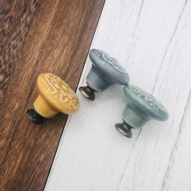 1 шт. прочные Синие Серые керамические дверные ручки ящика для кухонного шкафа