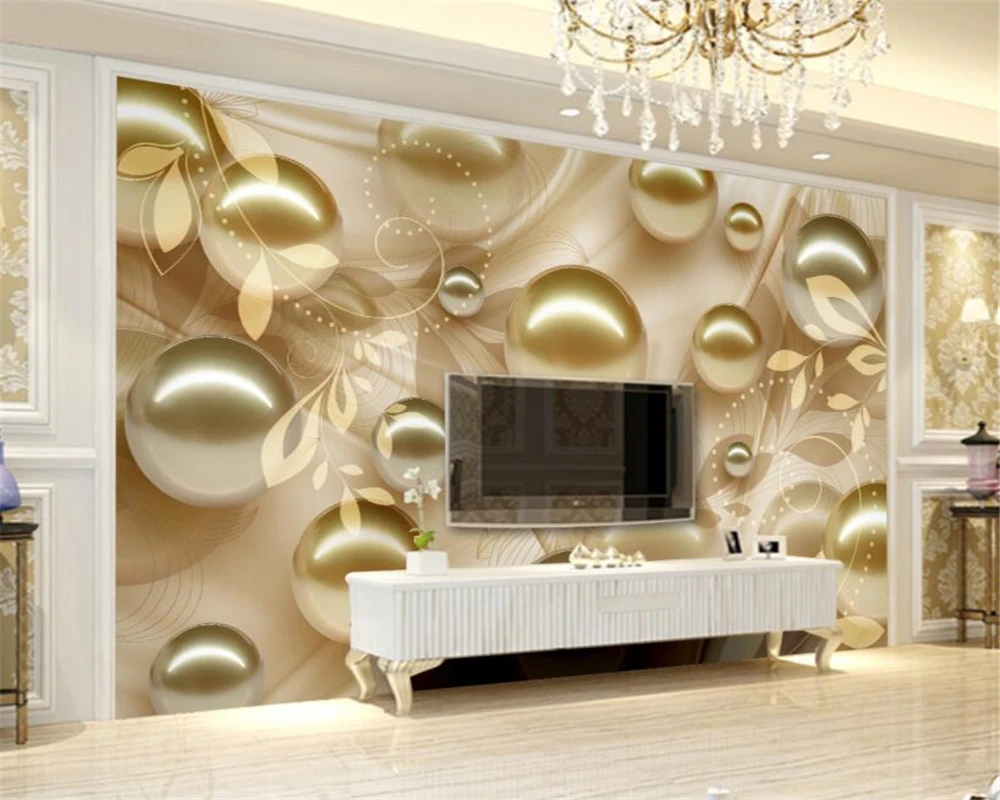 Настенные обои на заказ для стен 3 D в европейском стиле с золотым шариком и