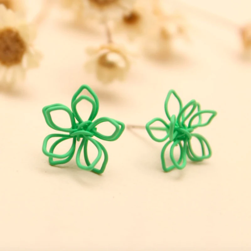 Корейский Стиль Горячая Hand Made Тканые Трехмерной Полые цветы Лотоса Серьги