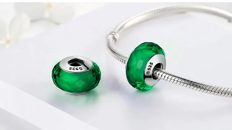 925 пробы серебряные бусины Perles из муранского стекла подходят для шармов браслет подлинные серебряные ювелирные изделия bijoux en argent 925 ECZ045