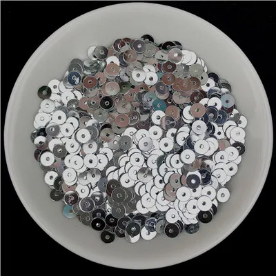 Silver 10 г(2000 шт) 4 мм с центральным отверстием, с блестками, плоские, круглые, ПВХ, свободные, с блестками, с пайетками, сделай сам, для шитья, свадьбы, ремесло, 160 цветов - Цвет: Silver