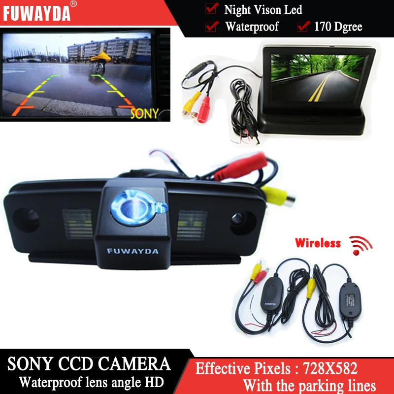 

FUWAYDA Wireless Color SONYCCD Chip Car Rear View Camera for SUBARU Forester/Outback/Impreza Sedan+4.3 Inch foldable LCD Monitor