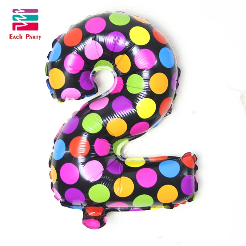 Новый стиль точка цвета цифра волна от 0 до 9 фольга шары день рождения вечеринка