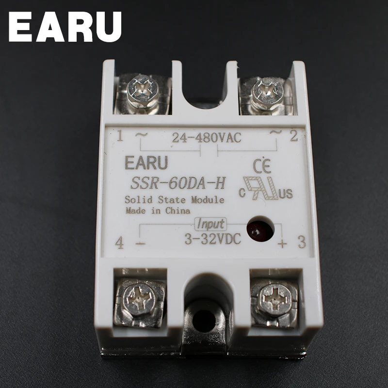 Твердотельное реле SSR-60DA-H 60A SSR 60DA-H 3-32V DC TO 90-480V AC твердотельный регулятор