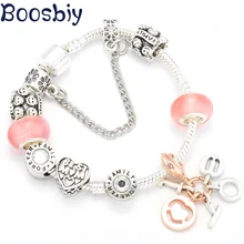 Boosbiy дропшиппинг «I LOVE U» браслет с милыми стеклянными бусинами подходит для оригинального бренда браслет для женщин специальный подарок