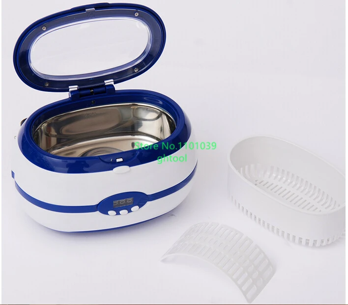 Free Shipping 600ml 35W 220V Small Ultrasonic Cleaner with digital timer Jewelry Cleaning Machine Free Basket ghtool
