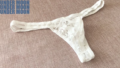 Мужское сексуальное нижнее белье, сексуальные кружевные стринги с низкой талией, мужские прозрачные эротические стринги, сексуальное мужское нижнее белье с t-образным вырезом - Цвет: Белый