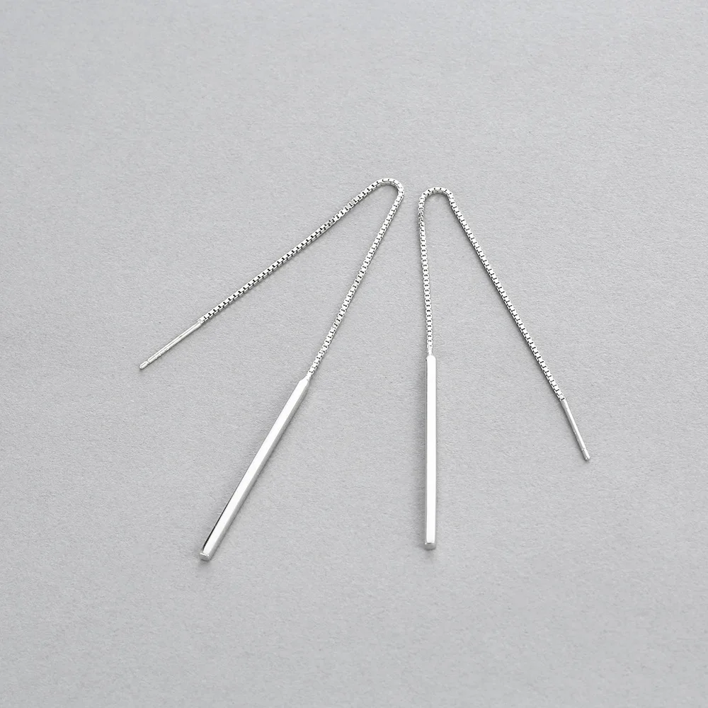 long bar ear line 100% 925 Sterling silver Jewelry fashion Hypoallergenic dangle earrings for women gift charms | Украшения и