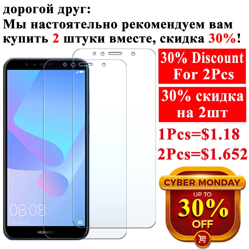 Закаленное стекло для Huawei Y6 Prime 2018 Y7 Защитная пленка экрана Y5 защитный чехол Huawey 6y