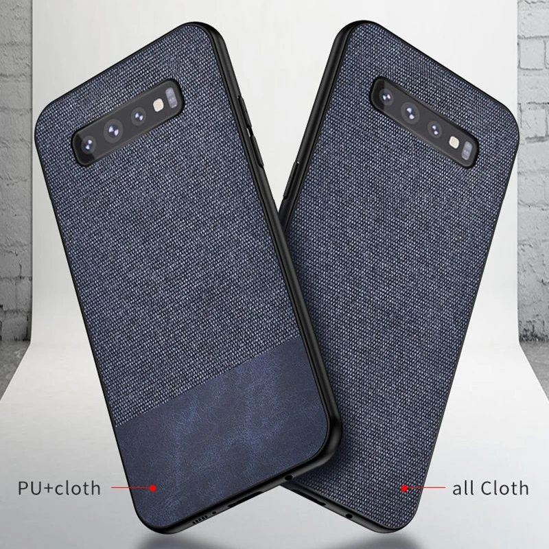 Leather Cloth Texture Back Cover Phone Case for Samsung Galaxy S10 Slim S10E S7 S8 S9 Plus Note 8 9 |
