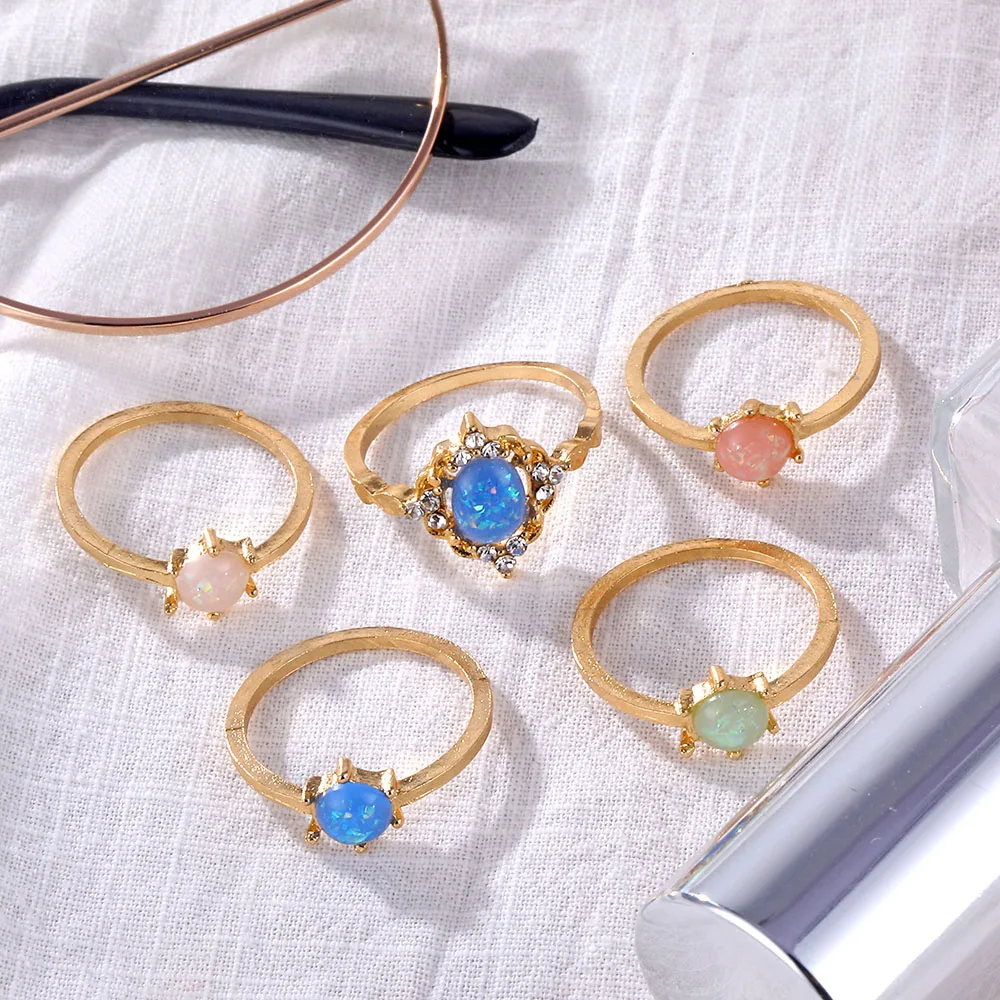 Женское кольцо с кристаллами DAXI разноцветное Золотое геометрическими камнями