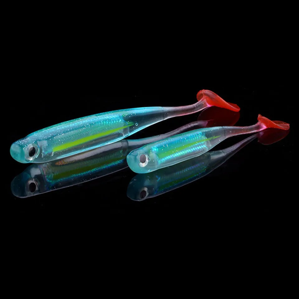 WALK FISH 2 шт./лот T Tail мягкие имитирующие приманки 70 мм 90 мм 2 г 5 г силиконовые приманки Красочные искусственный карп приманки для рыбалки - Цвет: C 3