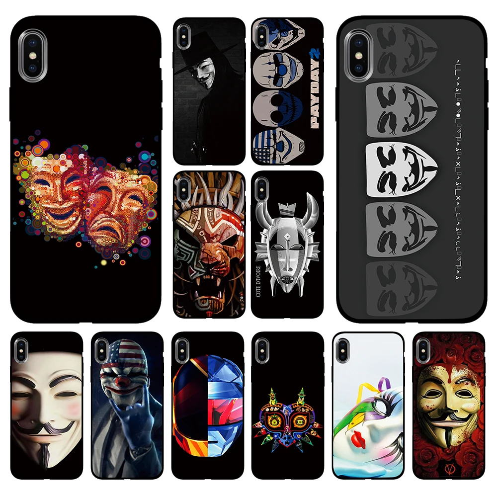 Забавные Маски для смайликов Мягкий чехол из ТПУ Apple iPhone 6 6S 7 8 Plus 5 5S SE X XS MAX XR