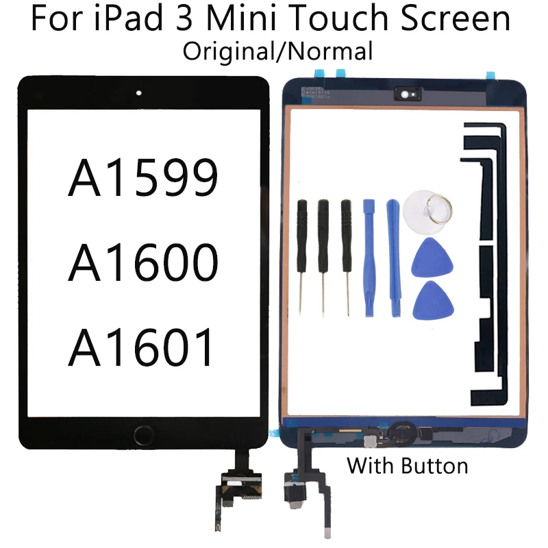 1 шт. для iPad Mini 3 A1599 A1600 A1601 сенсорный экран планшет Передняя стеклянная панель с Замена кнопки «домой» бесплатный инструмент черный белый