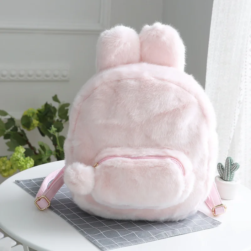 Kawaii заячьи уши хвост Рюкзак Кролик плюшевый школьный рюкзак для женщин Японии