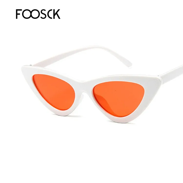 FOOSCK горячие новые тренды Роскошные Солнцезащитные очки женские Vintag кошачий глаз очки в леопардовой оправе Женские Ретро брендовые дизайнерские UV400 - Цвет линз: C11WhiteOrange