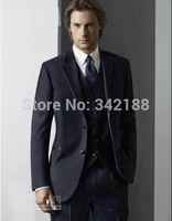 navy blue 2 buttons groom tuxedos notch lapel groomsman suits jacketpantstiewaistcoatwedding men clothes