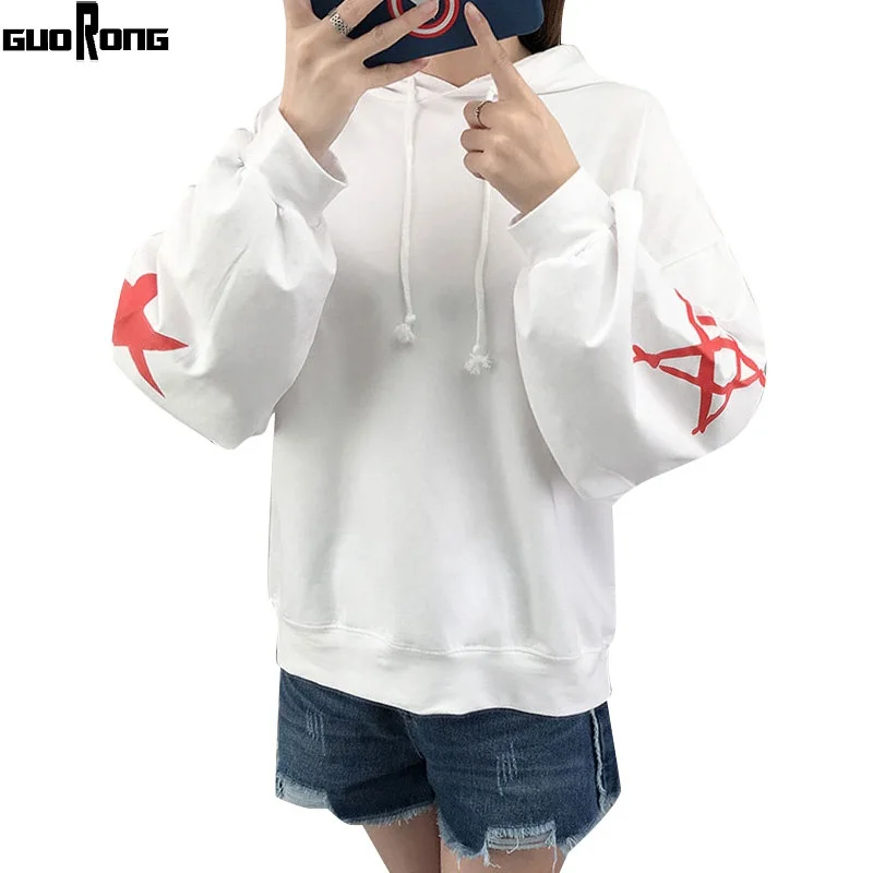 Autumn Female Star Pattern Pullover Long Sleeve Casual Harajuku Sweatshirt Women Hoodies Ladies Moletom guoRongZZ0325 | Женская одежда