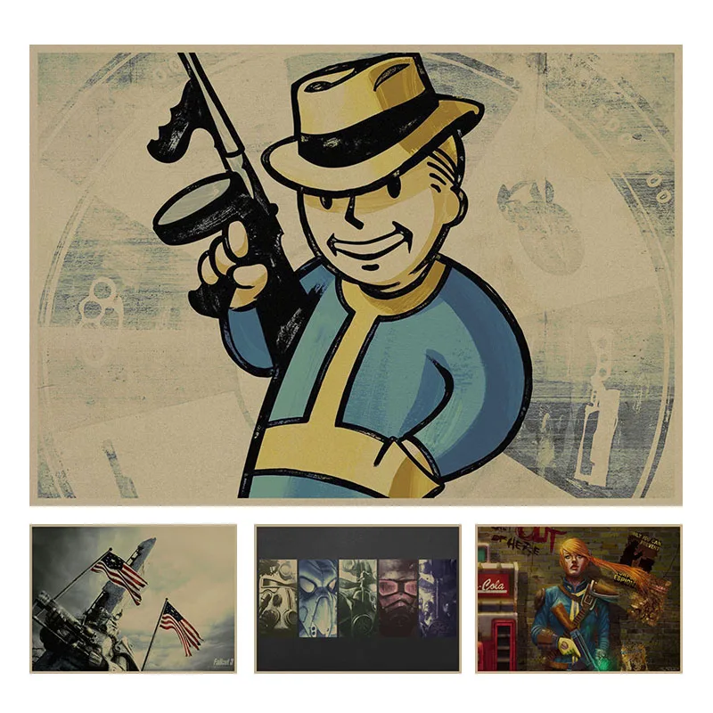 

Fallout 3 4 игровые Ретро фотообои для бара кафе домашний декор живопись Настенная Наклейка