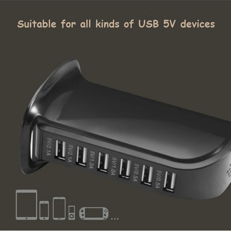 6 портов USB зарядное устройство Быстрая зарядка станция всего 6A Один Макс 2 1 а для