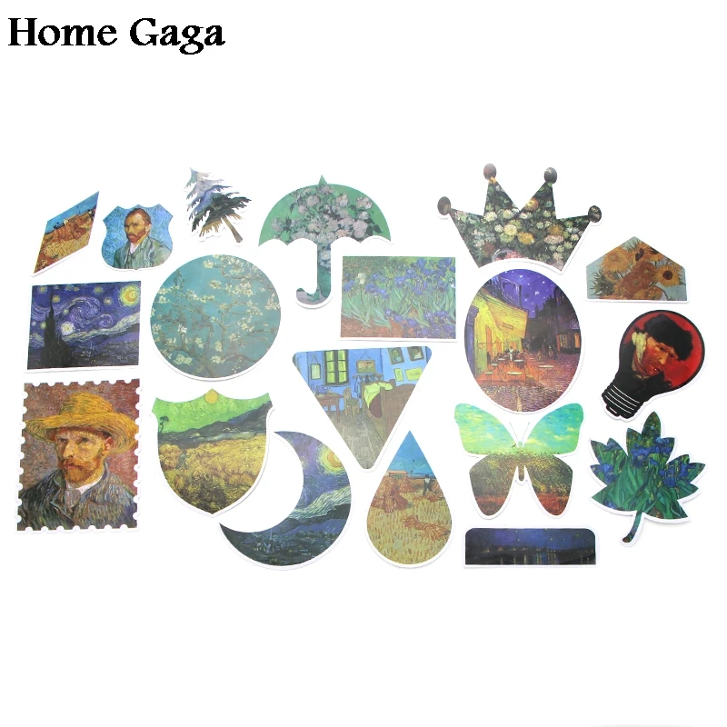 Homegaga 30 шт./компл. Живопись Ван Гога творческие значки DIY декоративные наклейки мультфильм стиль для DIY ПК стены ноутбук телефон D0940