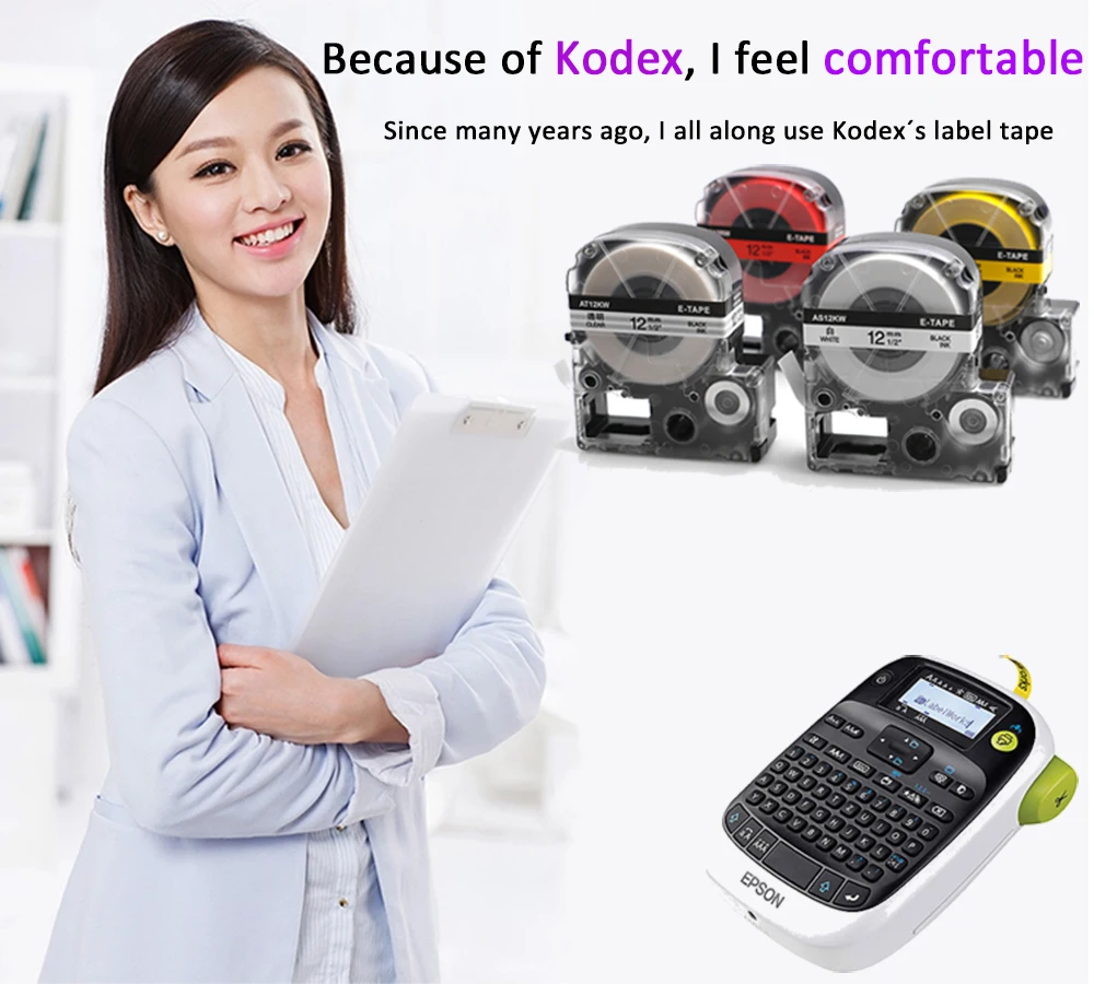 Kodex 3 шт./лот SS12KW кассеты ленты 12 мм совместим с Epson LW-300 LW-400 LW-600P LW-700 LC-4WBN принтер черный на белом фоне