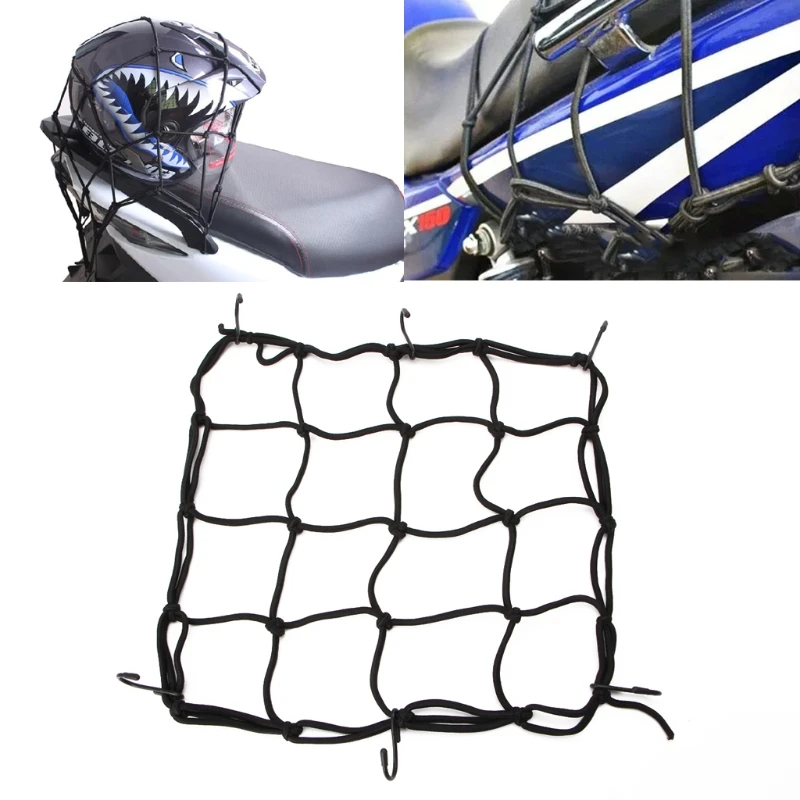 

Motorcycle Luggage Net Bike 6 Hooks Hold Down Fuel Tank Luggage Mesh Web Styling