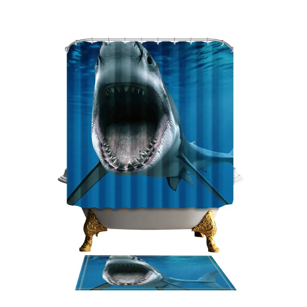 Экологичная Полиэстеровая Водонепроницаемая занавеска для душа Seafloor Shark Dolphin