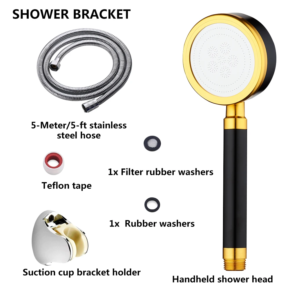 with hose and holder Алюминиевый черный ручной душевой набор с покрытием из нержавеющей стали, повышающий давление, ванная комната, смеситель для душа, аксессуары для дождевой воды - Цвет: with hose and holder