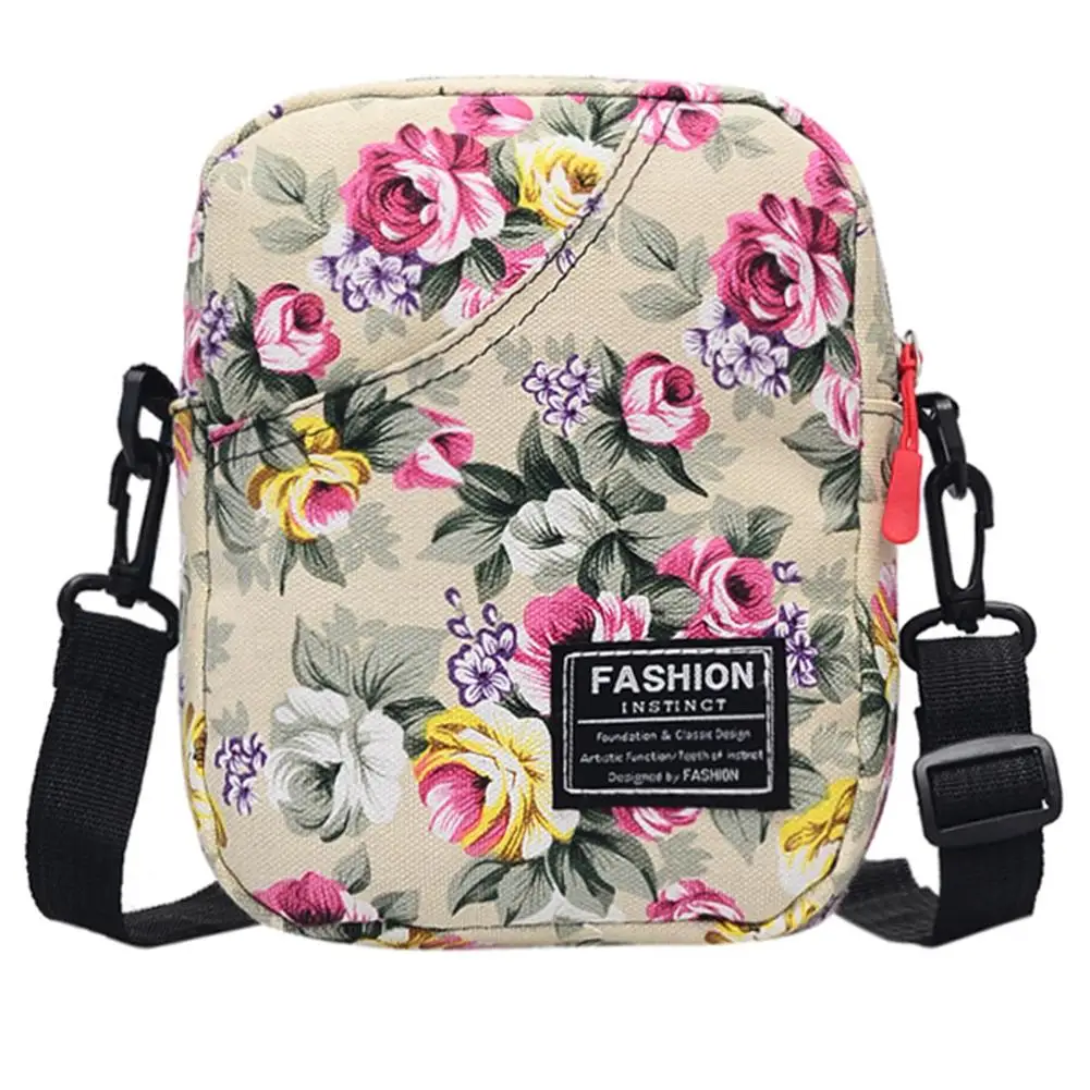 

Women's Casual Flower Print Small Canvas Crossbody Shoulder Bag Zipper Pouch