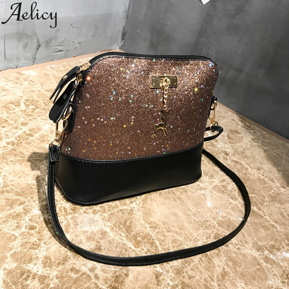 Aelicy, женский модный кошелек на молнии с блестками, маленький кожаный кошелек с оленем, сумка для мобильного телефона, сумка на плечо, женская сумка-тоут, сумки-мессенджеры