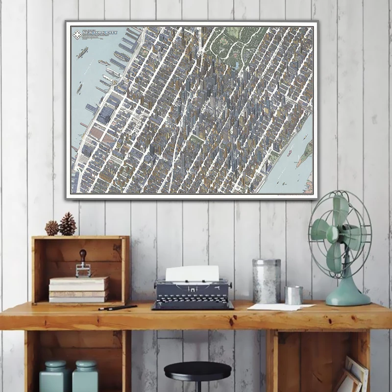 2000 карта Манхэттена Нью Йорк Америка Приключения карты холст картина плакат в