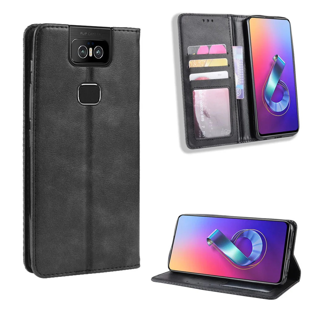 Кожаный чехол-книжка с подставкой для ASUS Zenfone 6 2019 ZS630KL | Мобильные телефоны и