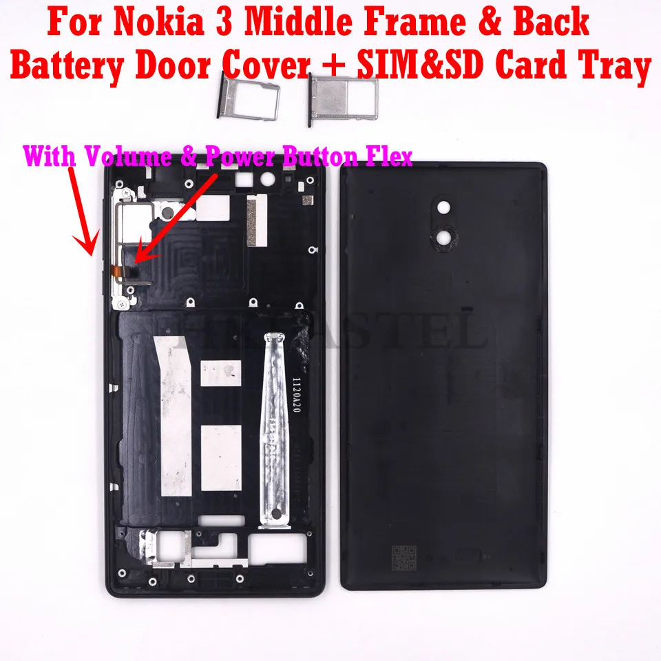 Оригинальный Корпус для Nokia 3 внутренняя рамка ЖК дисплея задняя крышка