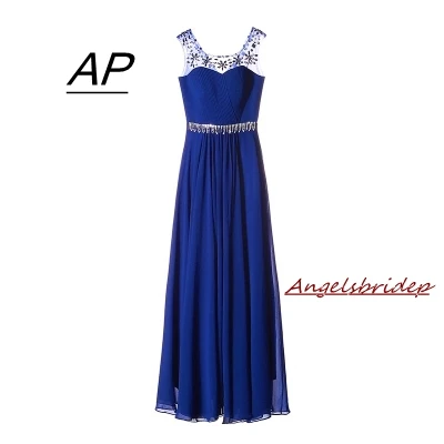 ANGELSBRIDEP драгоценность с высокой шеей шифоновый вечернее платье Красивая Талия Кристаллы и бисер халат De Soiree корт Поезд платья для девочек