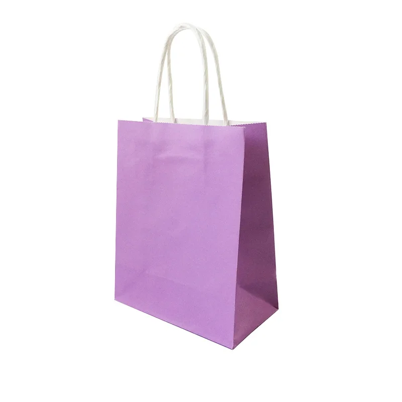 NO3 purple 40 шт./лот Подарочный пакет из крафт-бумаги с ручкой 18x15x8 см Свадьба День рождения Подарочные Упаковочные пакеты Рождество год - Цвет: NO3 purple
