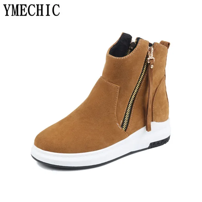 Женские ботинки Челси YMECHIC черные/коричневые повседневные короткие на платформе