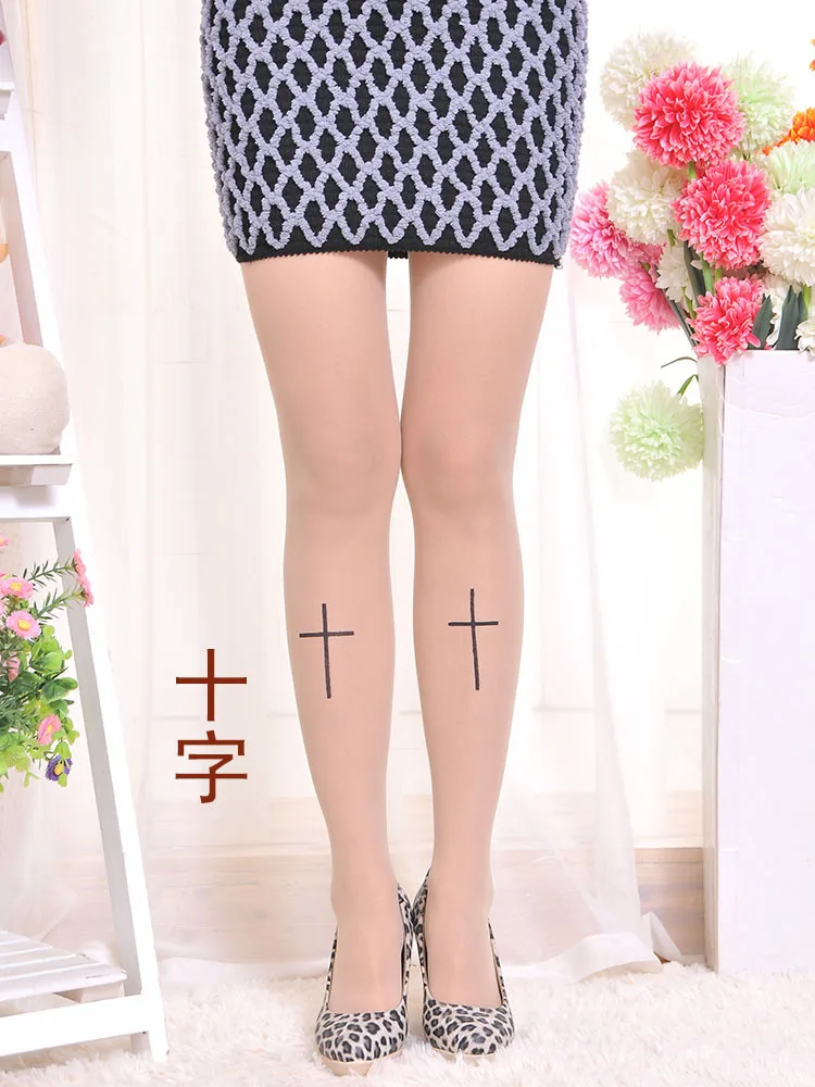 Модные женские обтягивающие Красивые милые сексуальные чулки с татуировкой