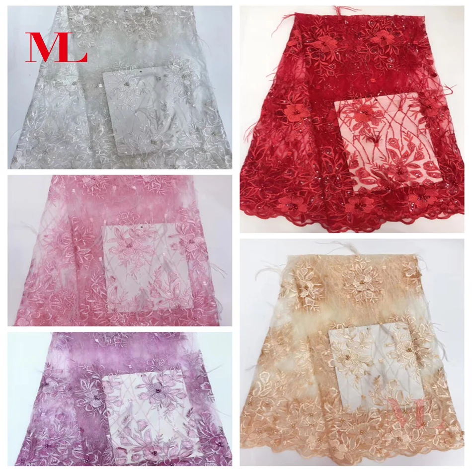 Мл 5 метров в нигерийском стиле Кружева Бисер африканском кружевная ткань чистая