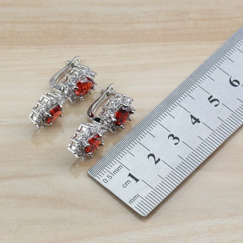 Женский Свадебный костюм набор из сережек ожерелья браслета и кольца красный