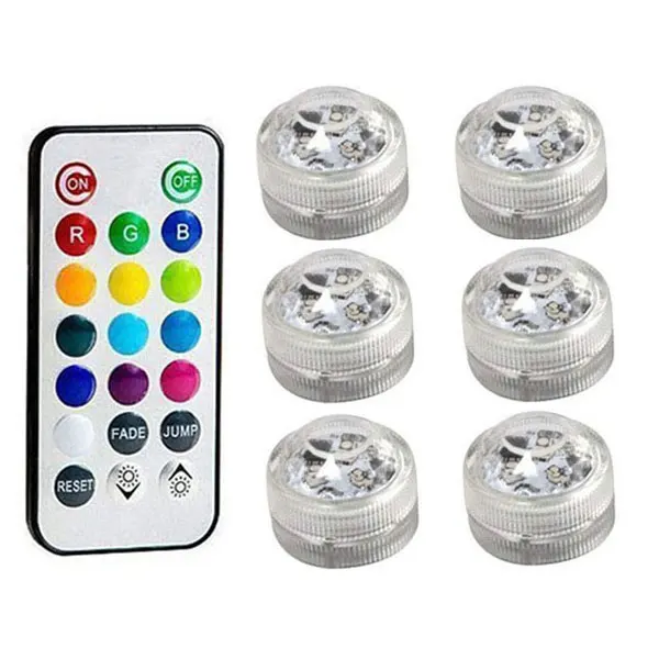 6 lights 1 remote IP68 Водонепроницаемый светодиодный погружной светильник на батарейках, разноцветный, RGB, для аквариума, пруда, бассейна, свадебной вечеринки - Цвет: 6 lights 1 remote